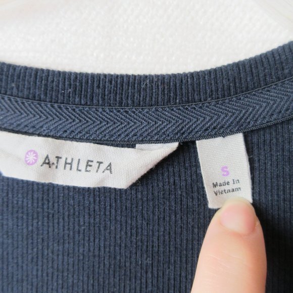 Athleta Navy Ribbed Henley Maxi Dress Size S Sleeveless - Picture 6 of 14